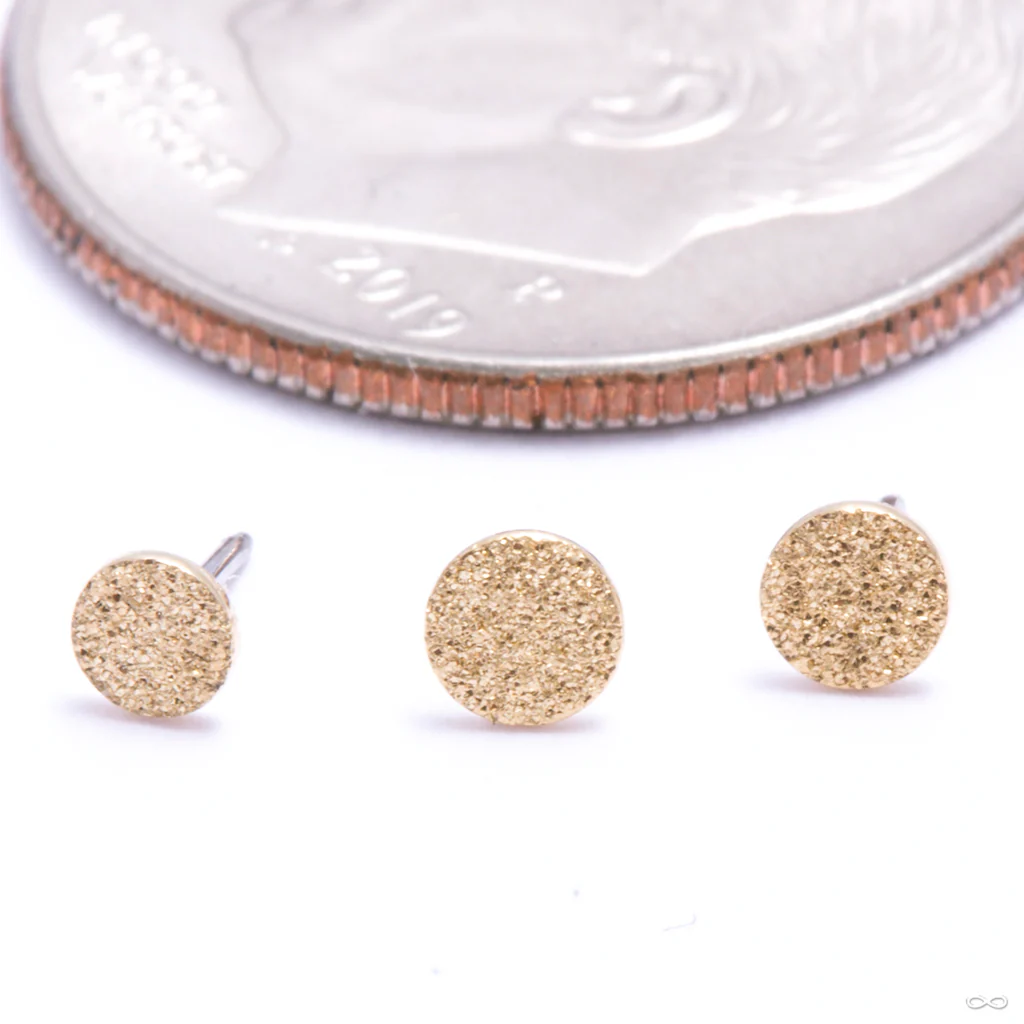 Crushed Diamond Textured Disc Press-fit End in Gold from Auris Jewellery - Image 4